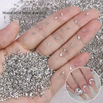 50pcs Mini Shaped Crystal Sharp bottom Diamond K9 Sparkling Jewelry Nail Charms Art Rhinestones DIY Decorative Accessories Leedoar