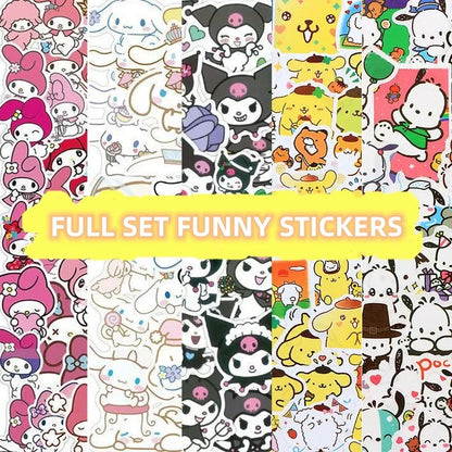 50pcs Stickers Cute Cinnamoroll Kuromi My Melody Sticker For Laptop Phone Case Girls Sanrio My Melody Anime Stickers Kids Toys Leedoar