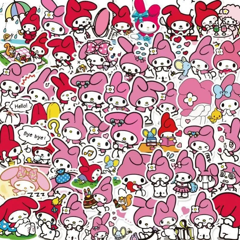 50pcs Stickers Cute Cinnamoroll Kuromi My Melody Sticker For Laptop Phone Case Girls Sanrio My Melody Anime Stickers Kids Toys Leedoar