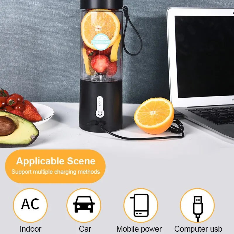 530ML Liquidificador Portátil Poderoso para Smoothies Shakes USB Recarregável Processador de Alimentos Máquina de Mistura de Frutas Mini Espremedor Liquidificador Copo