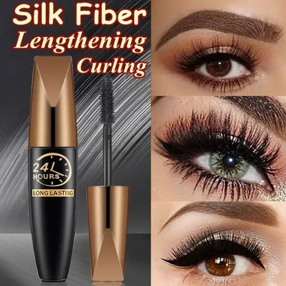 5D Waterproof Mascara Lengthening Eyelashes Women's Make-up Waterproof Mascara Black Silk Fibre Mascara New Leedoar