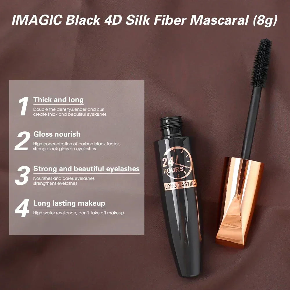 5D Waterproof Mascara Lengthening Eyelashes Women's Make-up Waterproof Mascara Black Silk Fibre Mascara New Leedoar