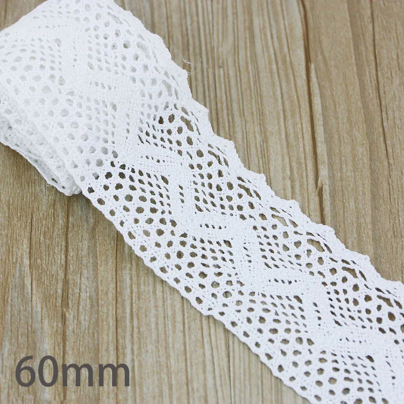 (5Meter/roll) White Beige Cotton Embroidered Lace Net Ribbons Fabric Trim DIY Sewing Handmade Craft Materials Leedoar