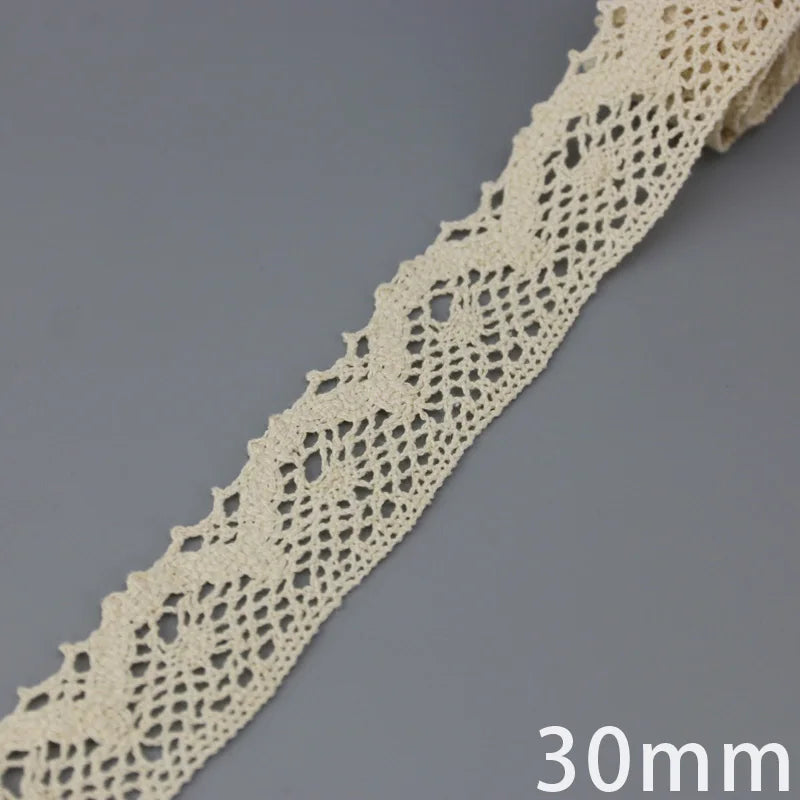 (5Meter/roll) White Beige Cotton Embroidered Lace Net Ribbons Fabric Trim DIY Sewing Handmade Craft Materials Leedoar