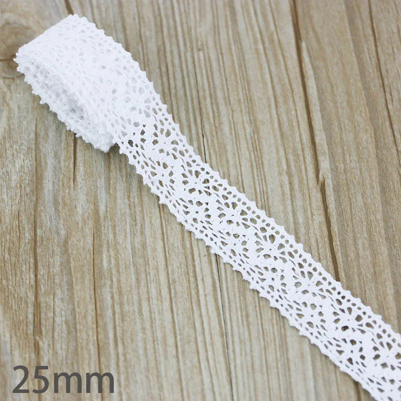 (5Meter/roll) White Beige Cotton Embroidered Lace Net Ribbons Fabric Trim DIY Sewing Handmade Craft Materials Leedoar