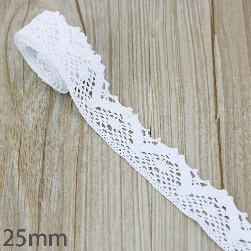 (5Meter/roll) White Beige Cotton Embroidered Lace Net Ribbons Fabric Trim DIY Sewing Handmade Craft Materials Leedoar