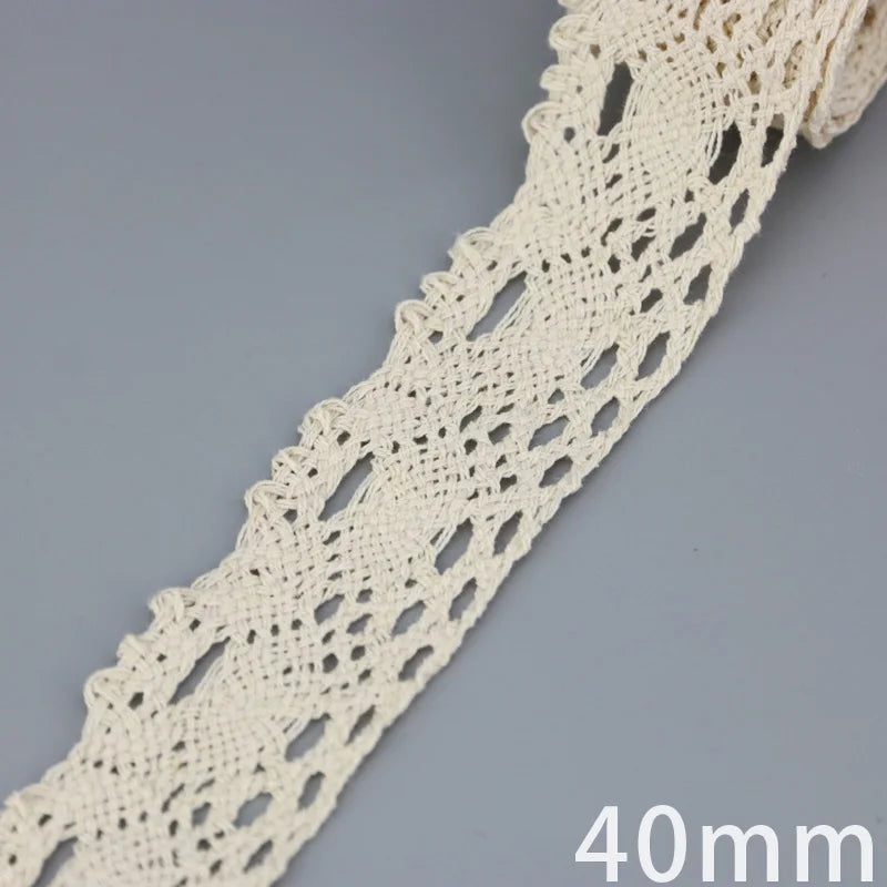 (5Meter/roll) White Beige Cotton Embroidered Lace Net Ribbons Fabric Trim DIY Sewing Handmade Craft Materials Leedoar