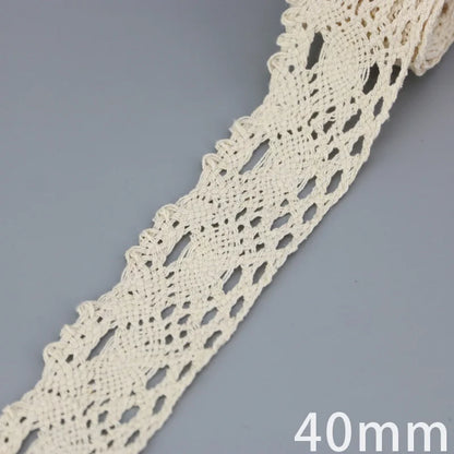 (5Meter/roll) White Beige Cotton Embroidered Lace Net Ribbons Fabric Trim DIY Sewing Handmade Craft Materials Leedoar