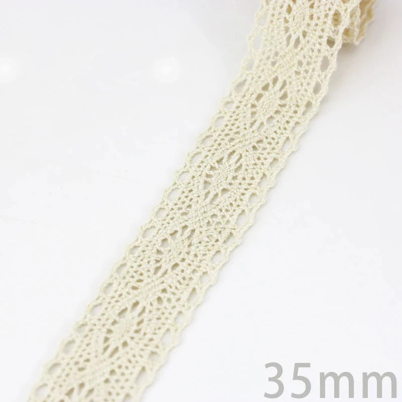 (5Meter/roll) White Beige Cotton Embroidered Lace Net Ribbons Fabric Trim DIY Sewing Handmade Craft Materials Leedoar