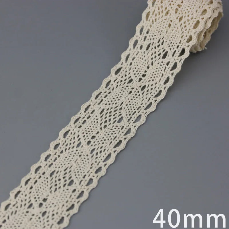 (5Meter/roll) White Beige Cotton Embroidered Lace Net Ribbons Fabric Trim DIY Sewing Handmade Craft Materials Leedoar