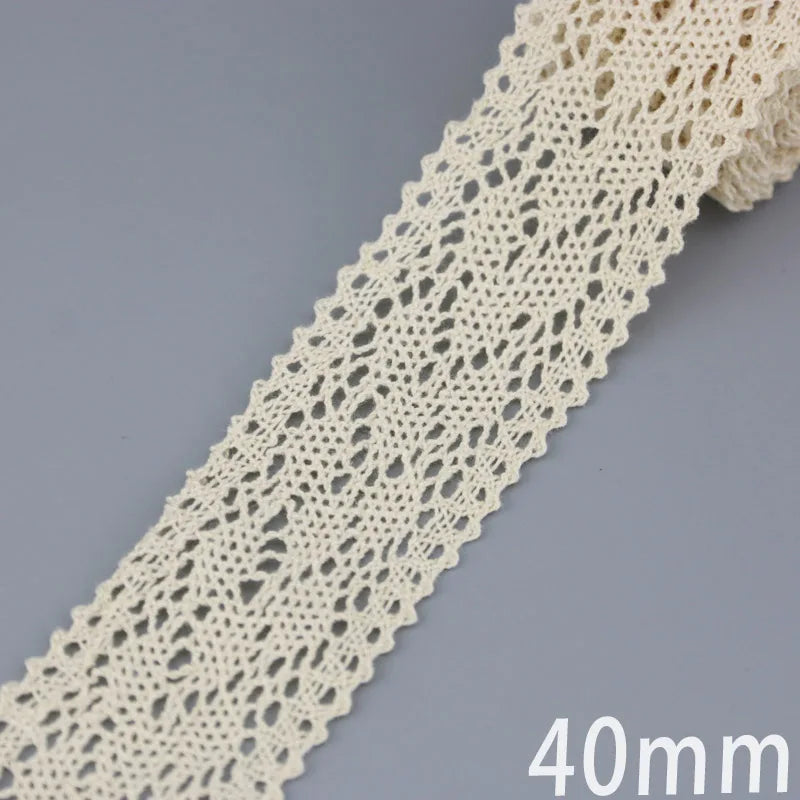 (5Meter/roll) White Beige Cotton Embroidered Lace Net Ribbons Fabric Trim DIY Sewing Handmade Craft Materials Leedoar