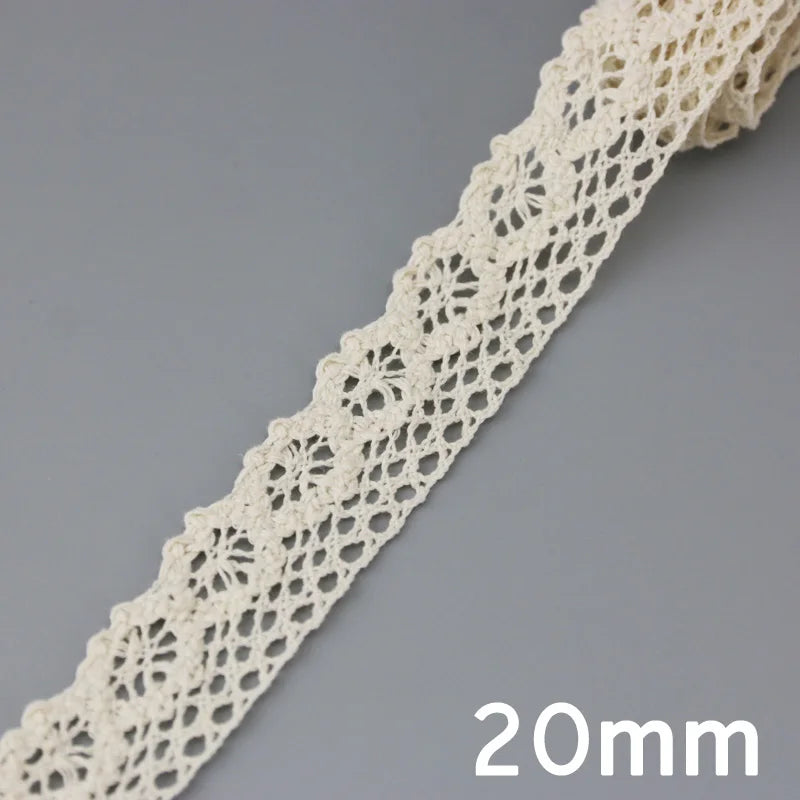 (5Meter/roll) White Beige Cotton Embroidered Lace Net Ribbons Fabric Trim DIY Sewing Handmade Craft Materials Leedoar