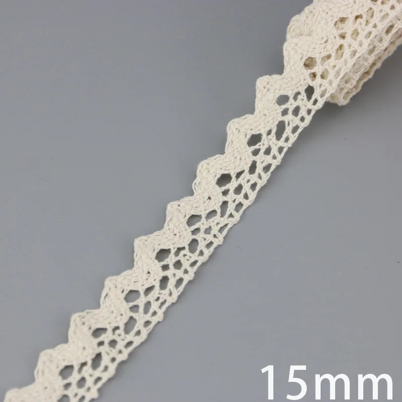 (5Meter/roll) White Beige Cotton Embroidered Lace Net Ribbons Fabric Trim DIY Sewing Handmade Craft Materials Leedoar