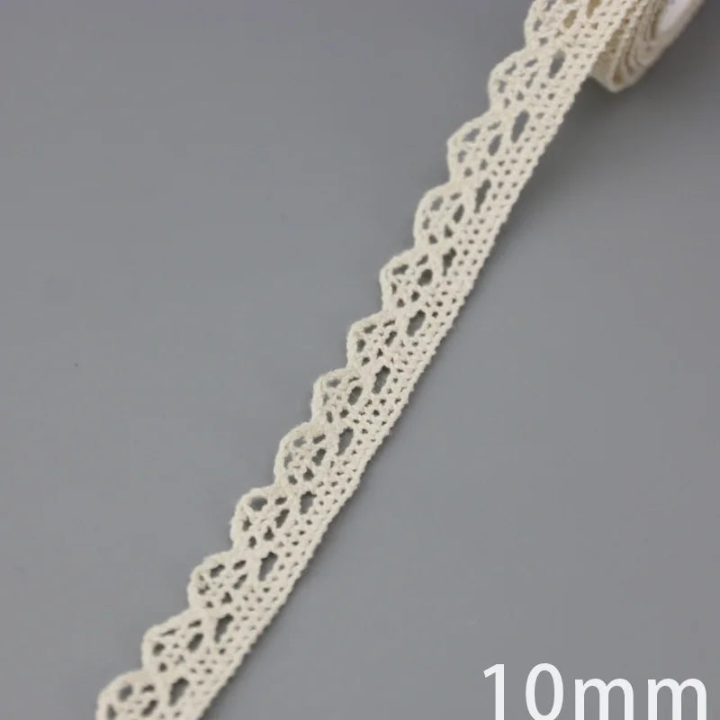 (5Meter/roll) White Beige Cotton Embroidered Lace Net Ribbons Fabric Trim DIY Sewing Handmade Craft Materials Leedoar