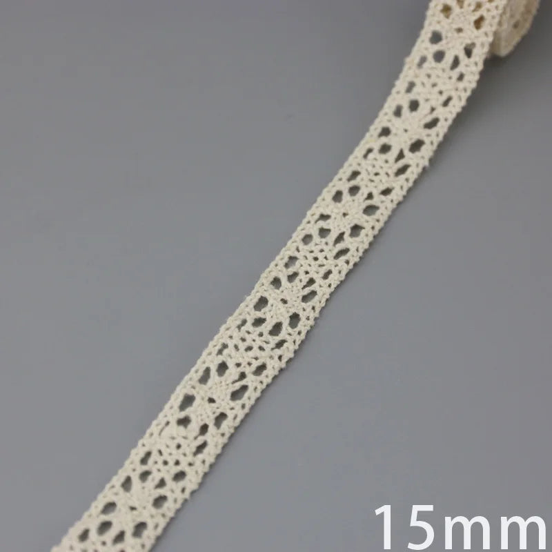 (5Meter/roll) White Beige Cotton Embroidered Lace Net Ribbons Fabric Trim DIY Sewing Handmade Craft Materials Leedoar