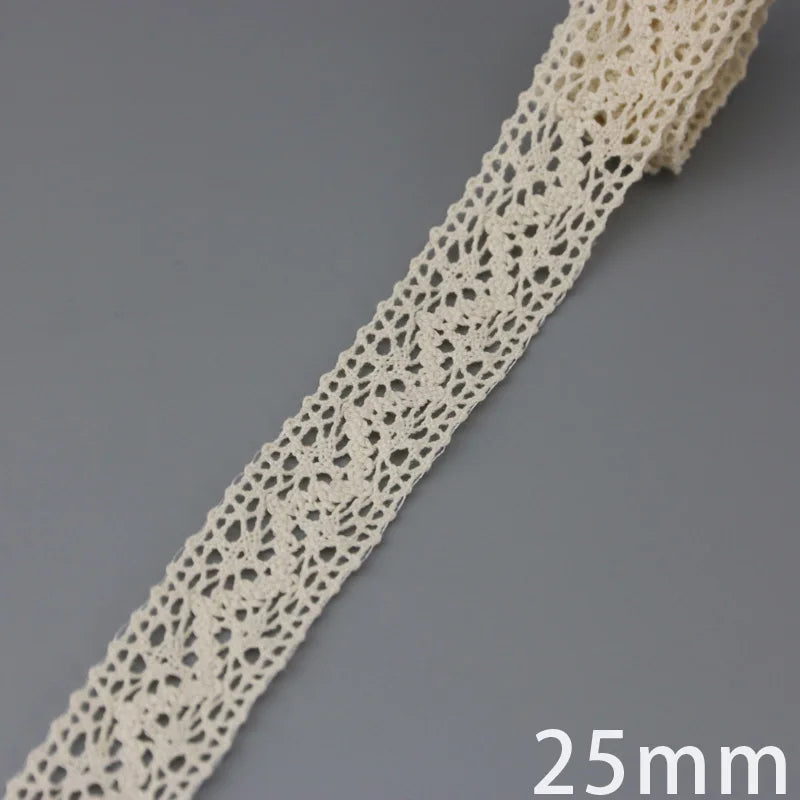 (5Meter/roll) White Beige Cotton Embroidered Lace Net Ribbons Fabric Trim DIY Sewing Handmade Craft Materials Leedoar