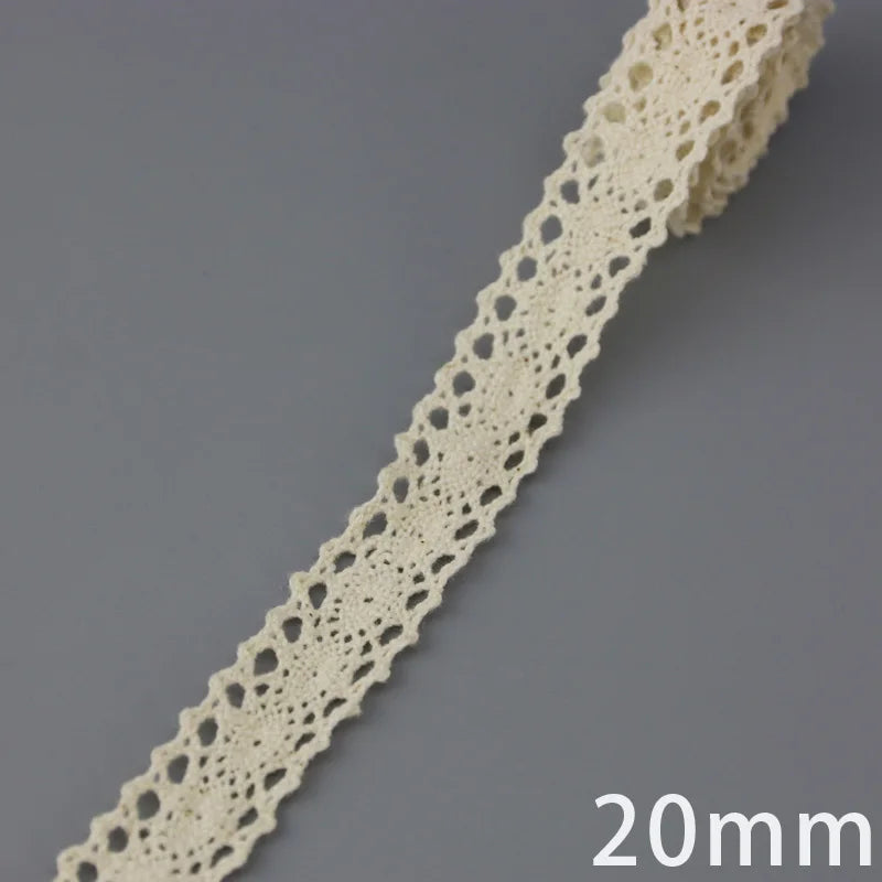 (5Meter/roll) White Beige Cotton Embroidered Lace Net Ribbons Fabric Trim DIY Sewing Handmade Craft Materials Leedoar