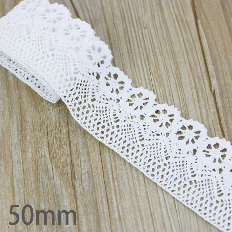 (5Meter/roll) White Beige Cotton Embroidered Lace Net Ribbons Fabric Trim DIY Sewing Handmade Craft Materials Leedoar