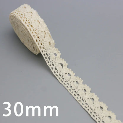 (5Meter/roll) White Beige Cotton Embroidered Lace Net Ribbons Fabric Trim DIY Sewing Handmade Craft Materials Leedoar