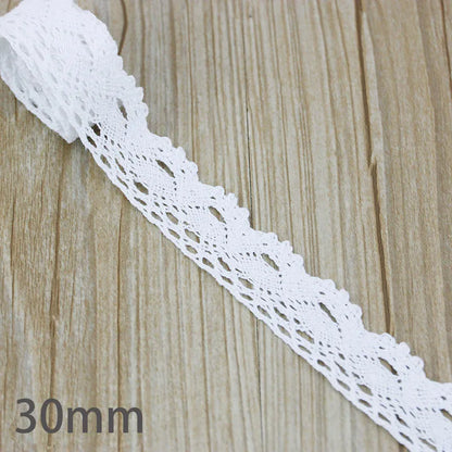 (5Meter/roll) White Beige Cotton Embroidered Lace Net Ribbons Fabric Trim DIY Sewing Handmade Craft Materials Leedoar