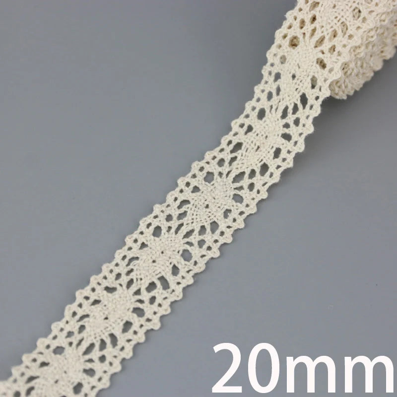 (5Meter/roll) White Beige Cotton Embroidered Lace Net Ribbons Fabric Trim DIY Sewing Handmade Craft Materials Leedoar