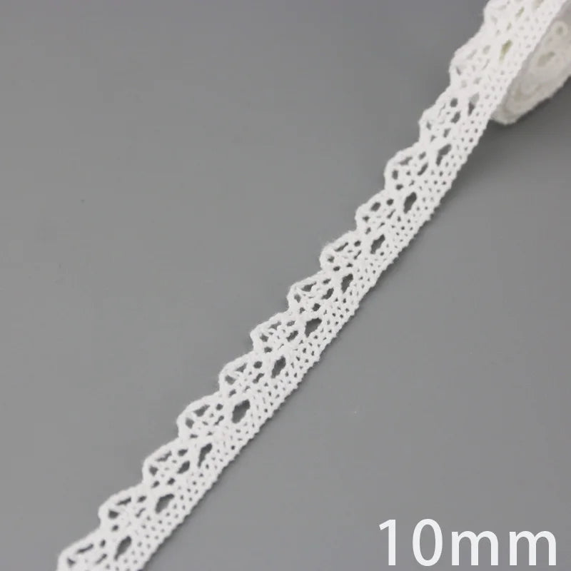 (5Meter/roll) White Beige Cotton Embroidered Lace Net Ribbons Fabric Trim DIY Sewing Handmade Craft Materials Leedoar