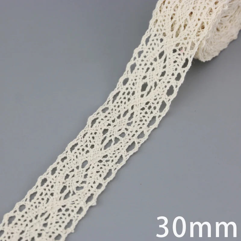 (5Meter/roll) White Beige Cotton Embroidered Lace Net Ribbons Fabric Trim DIY Sewing Handmade Craft Materials Leedoar