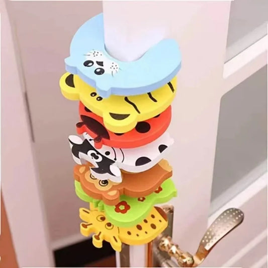 5PCS Baby Safety For Newborn Furniture Protection Card Door Stopper Security Cute Animal Care Child Lock Finger Protector