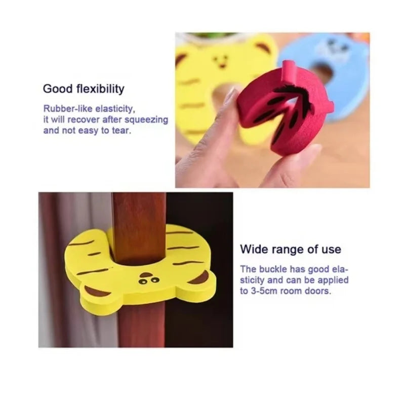 5PCS Baby Safety For Newborn Furniture Protection Card Door Stopper Security Cute Animal Care Child Lock Finger Protector