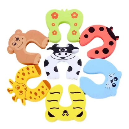 5PCS Baby Safety For Newborn Furniture Protection Card Door Stopper Security Cute Animal Care Child Lock Finger Protector