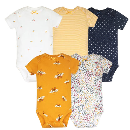 5PCS/Lot Newborn 100% Cotton Baby Boy Girl Clothes Short Sleeve Soft Baby Bodysuits Infant Bebe Clothing Baby Shower Gifts Leedoar