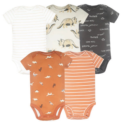 5PCS/Lot Newborn 100% Cotton Baby Boy Girl Clothes Short Sleeve Soft Baby Bodysuits Infant Bebe Clothing Baby Shower Gifts Leedoar