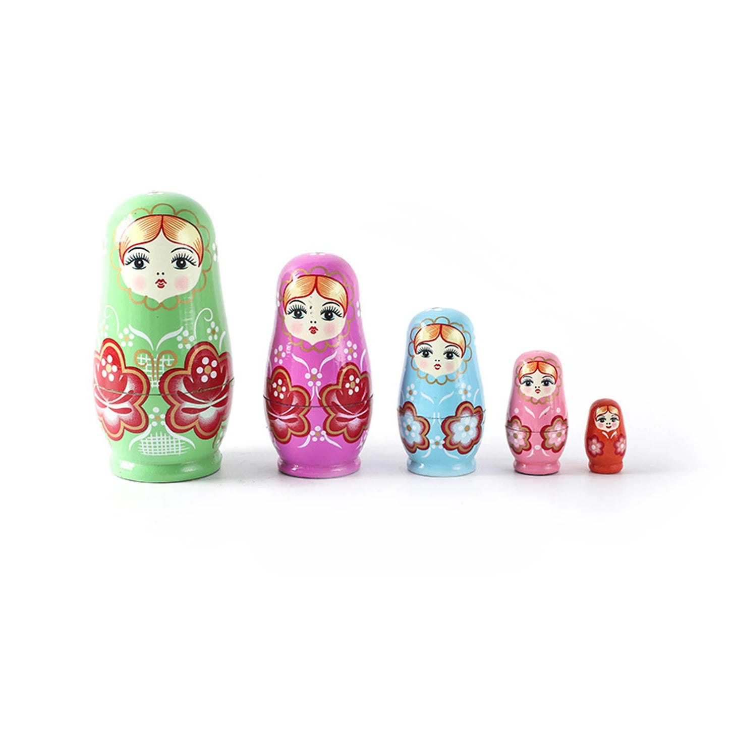 5PCS Matryoshka Bonecas Aninhadas Bonecas de Madeira Fofas Montessori Russas Bonecas Aninhadas DIY Pintura Treinamento de Habilidades Presente de Natal para Crianças