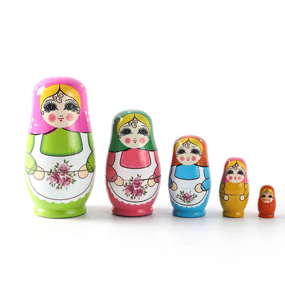 5PCS Matryoshka Bonecas Aninhadas Bonecas de Madeira Fofas Montessori Russas Bonecas Aninhadas DIY Pintura Treinamento de Habilidades Presente de Natal para Crianças