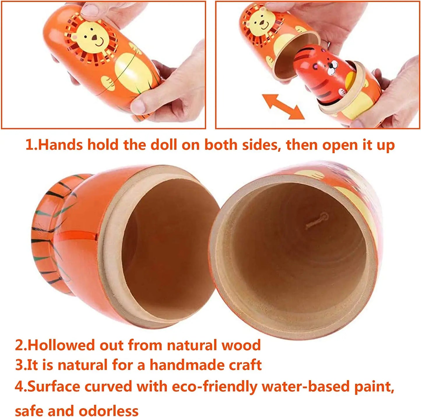 5PCS Matryoshka Bonecas Aninhadas Bonecas de Madeira Fofas Montessori Russas Bonecas Aninhadas DIY Pintura Treinamento de Habilidades Presente de Natal para Crianças