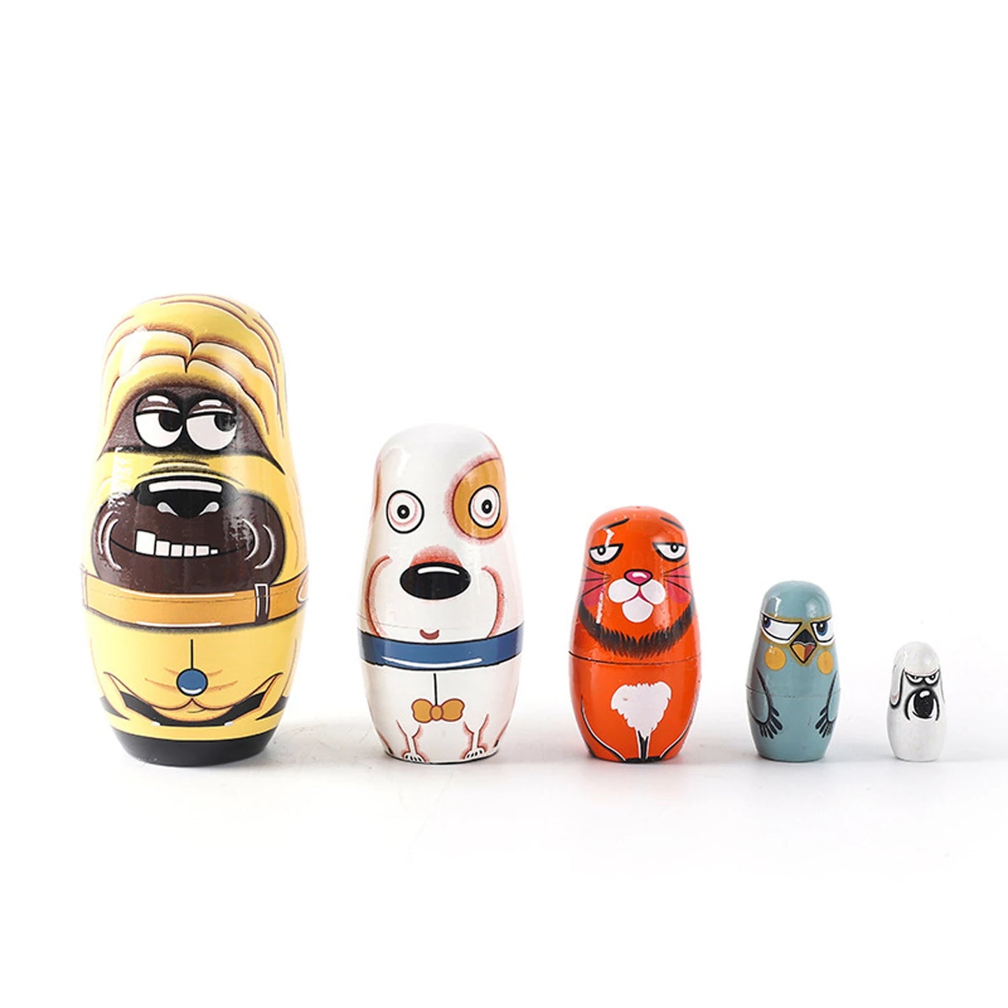 5PCS Matryoshka Bonecas Aninhadas Bonecas de Madeira Fofas Montessori Russas Bonecas Aninhadas DIY Pintura Treinamento de Habilidades Presente de Natal para Crianças