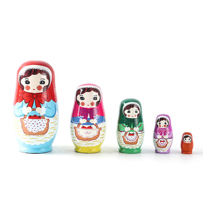 5PCS Matryoshka Bonecas Aninhadas Bonecas de Madeira Fofas Montessori Russas Bonecas Aninhadas DIY Pintura Treinamento de Habilidades Presente de Natal para Crianças