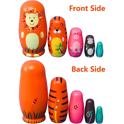 5PCS Matryoshka Bonecas Aninhadas Bonecas de Madeira Fofas Montessori Russas Bonecas Aninhadas DIY Pintura Treinamento de Habilidades Presente de Natal para Crianças