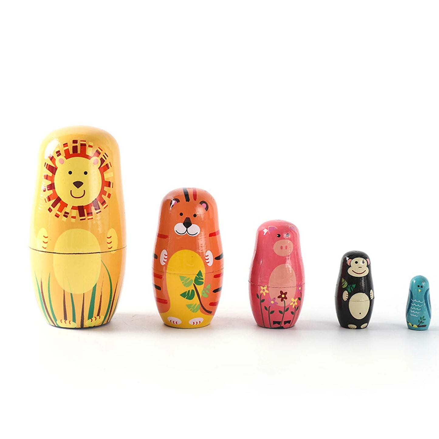 5PCS Matryoshka Bonecas Aninhadas Bonecas de Madeira Fofas Montessori Russas Bonecas Aninhadas DIY Pintura Treinamento de Habilidades Presente de Natal para Crianças