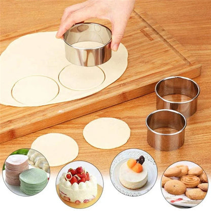 5PCS Round Stainless Steel Biscuit Mold Dumpling Skin Cutting Mold DIY Biscuit Pastry Cake Baking Tools Kitchen Baking Gadget Leedoar