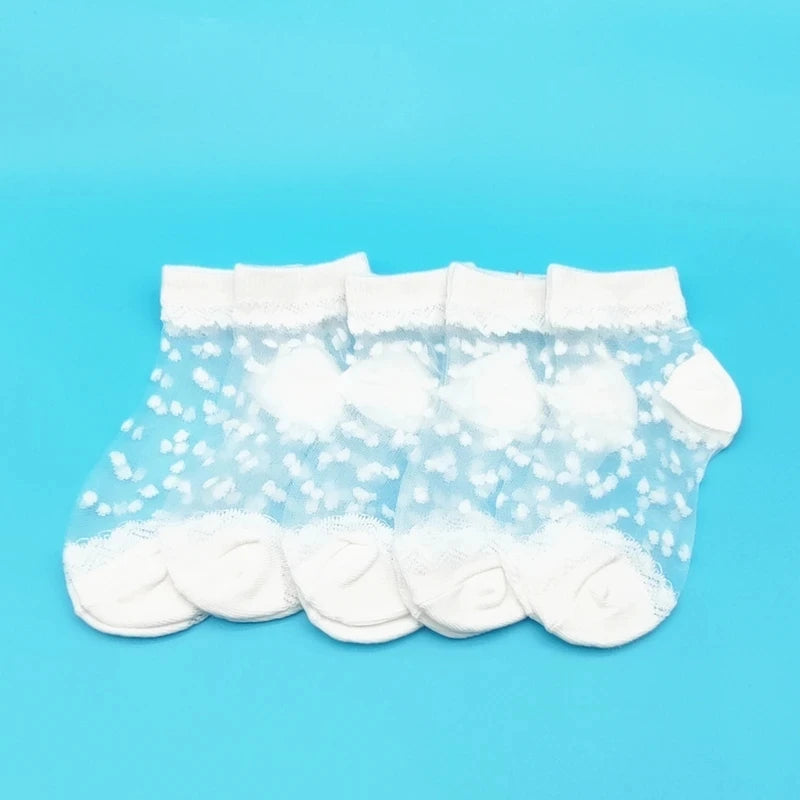 5Pairs/Lot Summer Baby Girls Socks Breathable Kids Short Ankle Socks Children Soft Cotton Lace Princess Mesh Socks For 0-8Years Leedoar