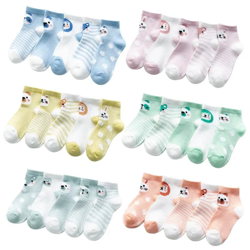 5Pairs/lot 0-24M Infant Baby Socks Baby Socks for Boys Girls Cotton Mesh Newborn Toddler First Walkers Baby Clothes Accessories Leedoar