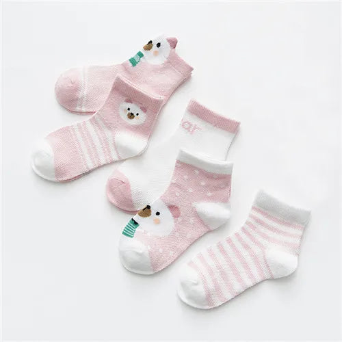 5Pairs/lot 0-24M Infant Baby Socks Baby Socks for Boys Girls Cotton Mesh Newborn Toddler First Walkers Baby Clothes Accessories Leedoar