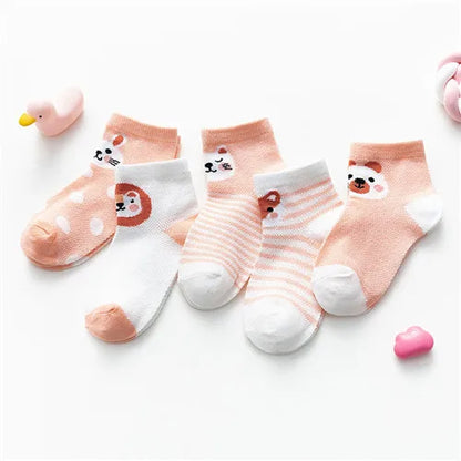 5Pairs/lot 0-24M Infant Baby Socks Baby Socks for Boys Girls Cotton Mesh Newborn Toddler First Walkers Baby Clothes Accessories Leedoar