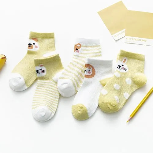 5Pairs/lot 0-24M Infant Baby Socks Baby Socks for Boys Girls Cotton Mesh Newborn Toddler First Walkers Baby Clothes Accessories Leedoar