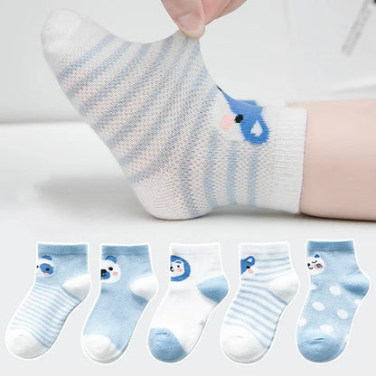 5Pairs/lot 0-24M Infant Baby Socks Baby Socks for Boys Girls Cotton Mesh Newborn Toddler First Walkers Baby Clothes Accessories Leedoar