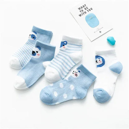 5Pairs/lot 0-24M Infant Baby Socks Baby Socks for Boys Girls Cotton Mesh Newborn Toddler First Walkers Baby Clothes Accessories Leedoar