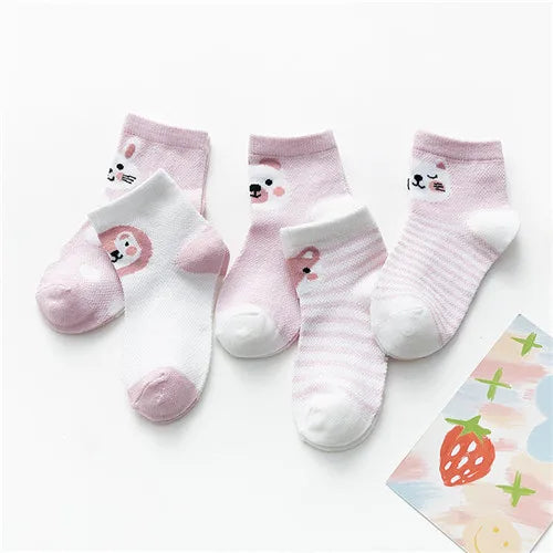 5Pairs/lot 0-24M Infant Baby Socks Baby Socks for Boys Girls Cotton Mesh Newborn Toddler First Walkers Baby Clothes Accessories Leedoar