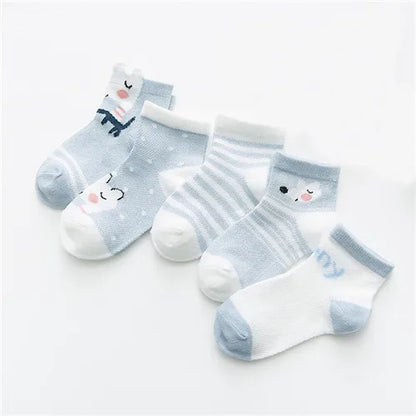 5Pairs/lot 0-24M Infant Baby Socks Baby Socks for Boys Girls Cotton Mesh Newborn Toddler First Walkers Baby Clothes Accessories Leedoar