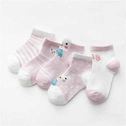 5Pairs/lot 0-24M Infant Baby Socks Baby Socks for Boys Girls Cotton Mesh Newborn Toddler First Walkers Baby Clothes Accessories Leedoar